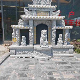 昭通芝麻白中国黑石材套墓 花岗岩墓碑